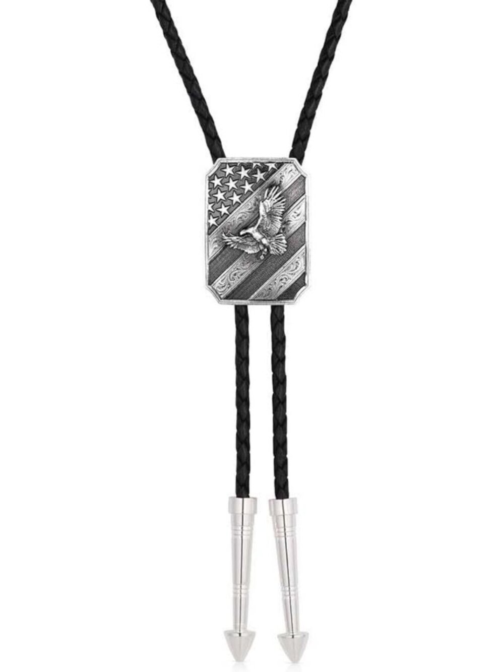 Southwestern Style Bolo Tie | Braided Leather Cord with Silver Arrow Tips